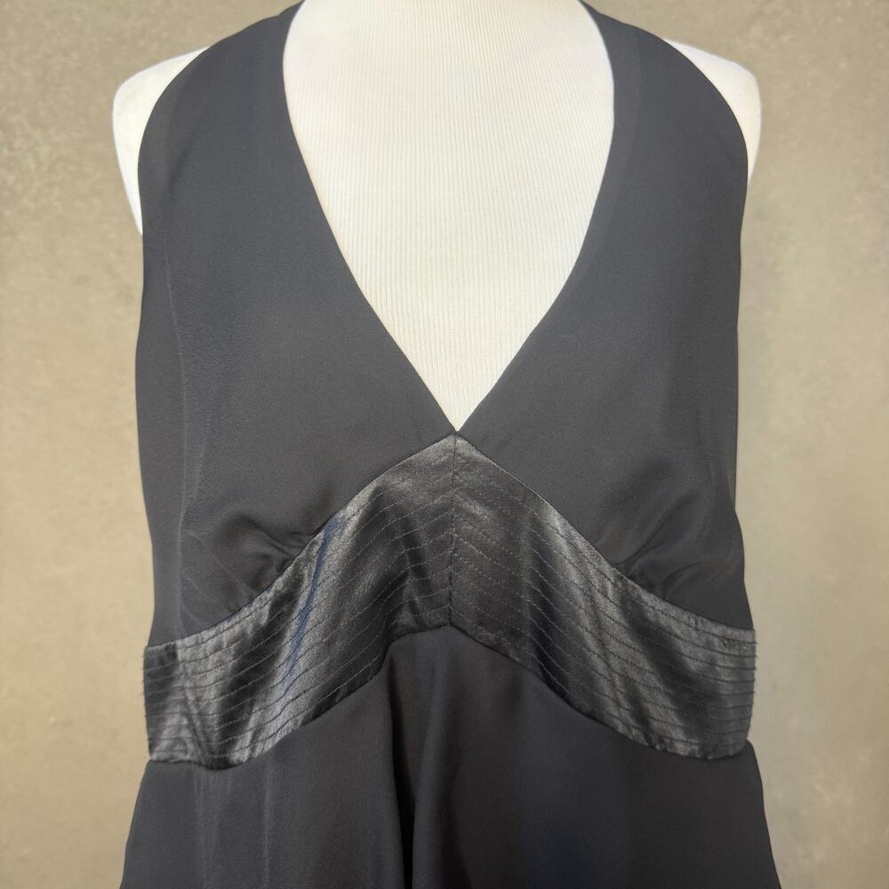Amanda Smith Sz 16 Black Tiered Chiffon Evening Dress V-Neck Sleeveless - Picture 2 of 9